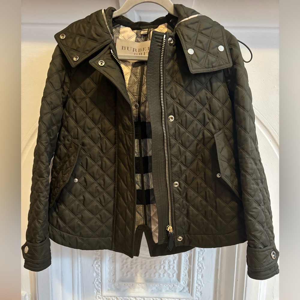 Burberry Brit Leightonbury Quilted Hooded Jacket XS EUC